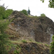 Basalt rock Parkstein with church St. Marien zu den 14 Nothelfern (35 kilometers northeast of Amberg)